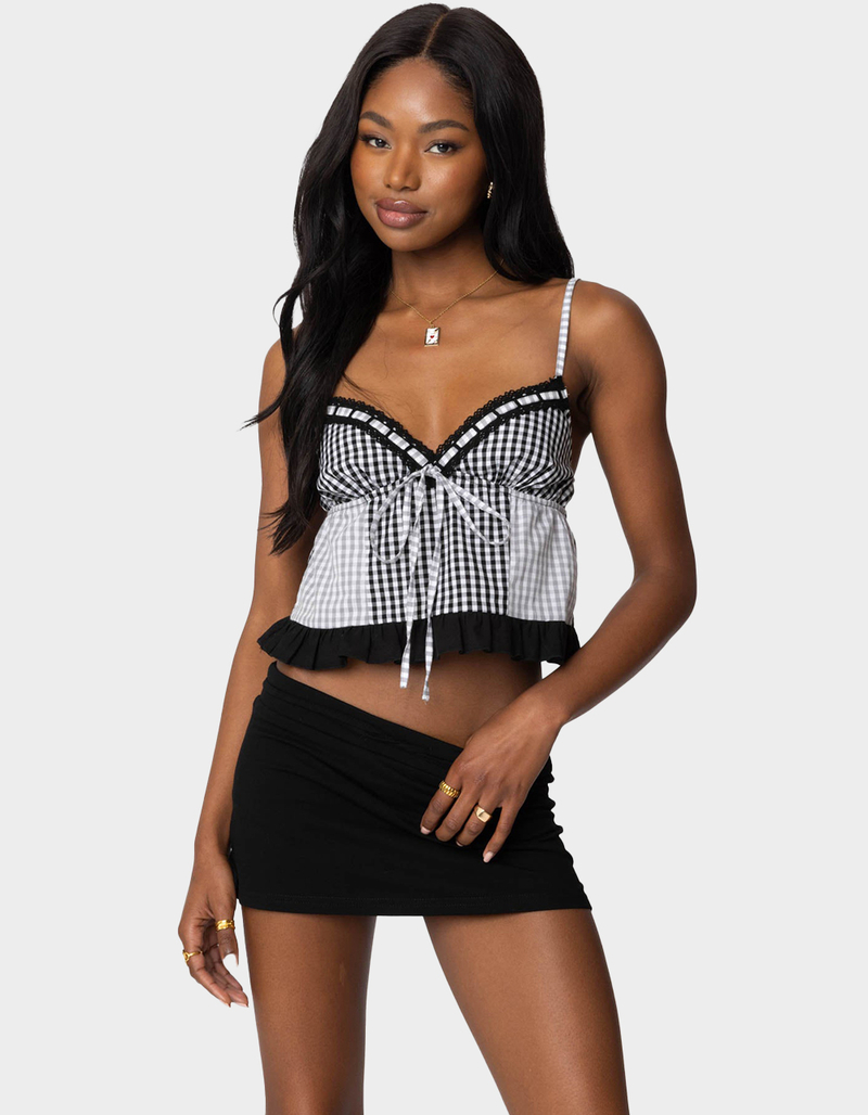 EDIKTED Joanne Mixed Gingham Tank Top image number 0