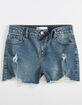 RSQ Vintage High Rise Destructed Girls Denim Shorts image number 2