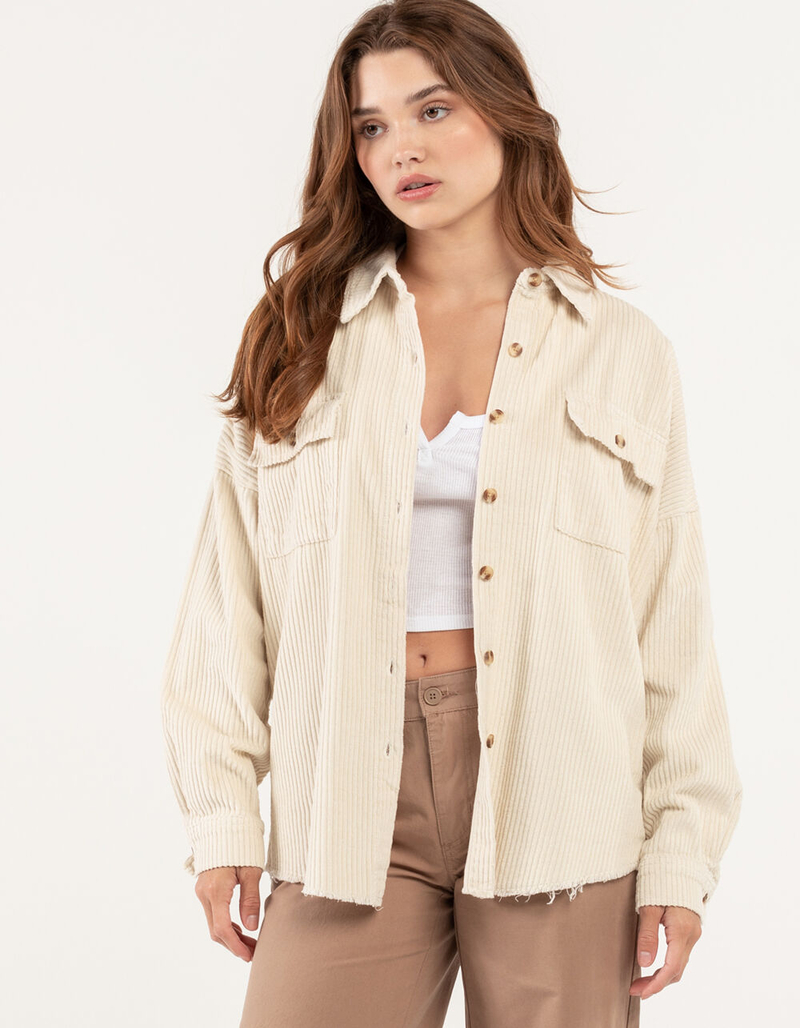RSQ Womens Raw Edge Corduroy Shacket  image number 3