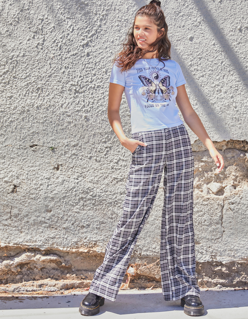 RSQ Womens Wide Leg Plaid Pants image number 0