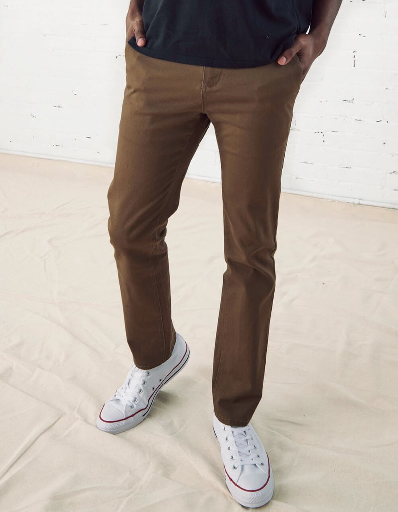 RSQ Mens Slim Straight Washed Dirt Chinos image number 1