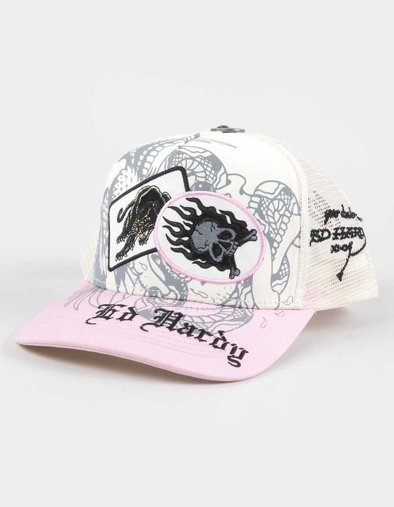 ED HARDY Panther Patch Womens Trucker Hat image number 0