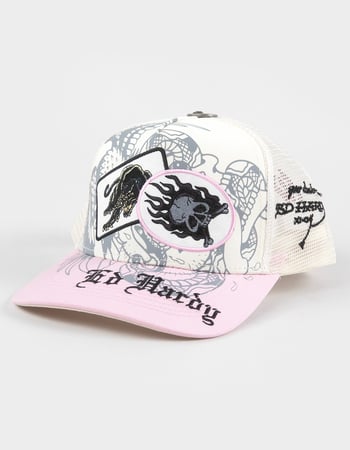 ED HARDY Panther Patch Womens Trucker Hat Primary Image