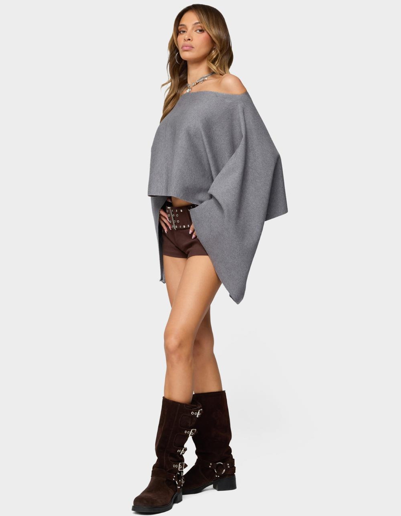 EDIKTED Sharla Off Shoulder Poncho Sweater image number 3