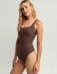 SKY AND SPARROW Sleeveless Square Neck Chocolate Bodysuit image number 2