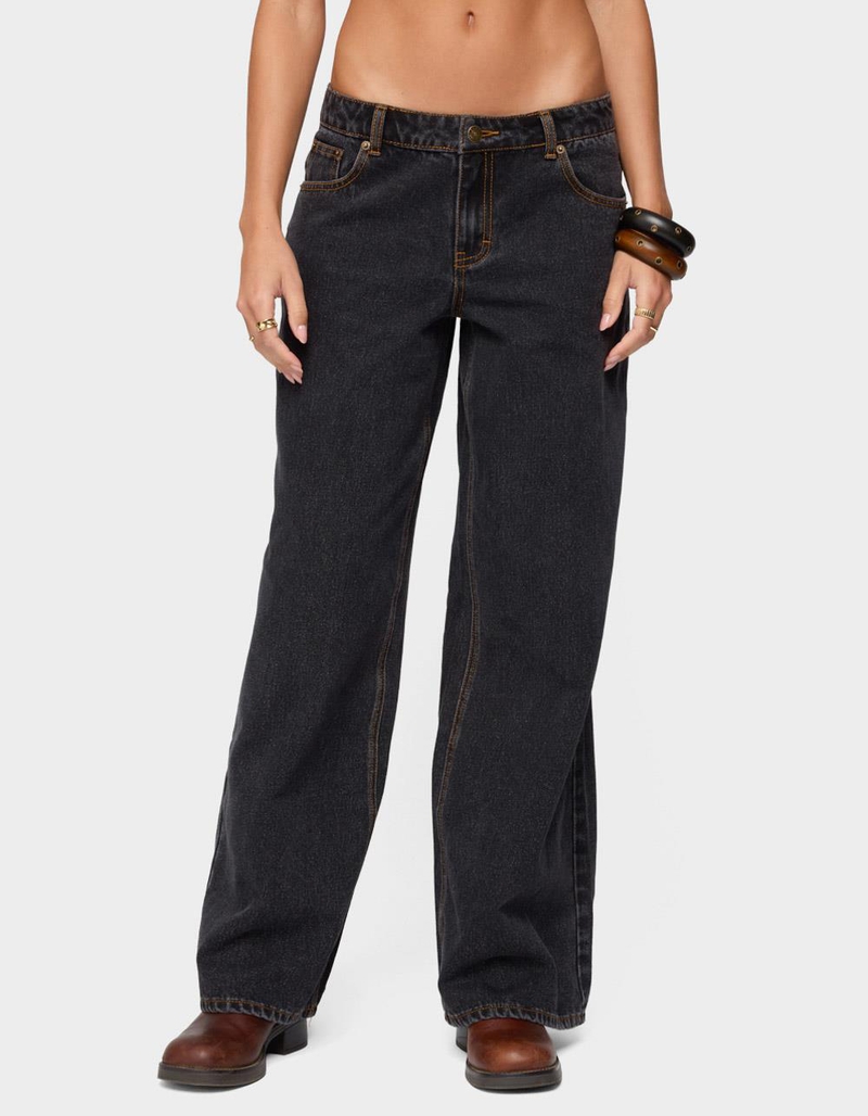 EDIKTED Contrast Stitch Low Rise Baggy Jeans image number 0