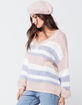 RSQ Fuzzy V Neck Stripe Womens Sweater image number 2