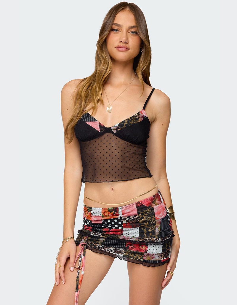EDIKTED Kylo Mixed Print Sheer Mesh Top image number 0