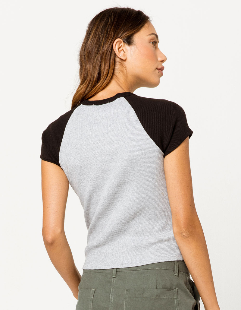 FULL TILT Ribbed Raglan Black & Gray Womens Tee image number 2