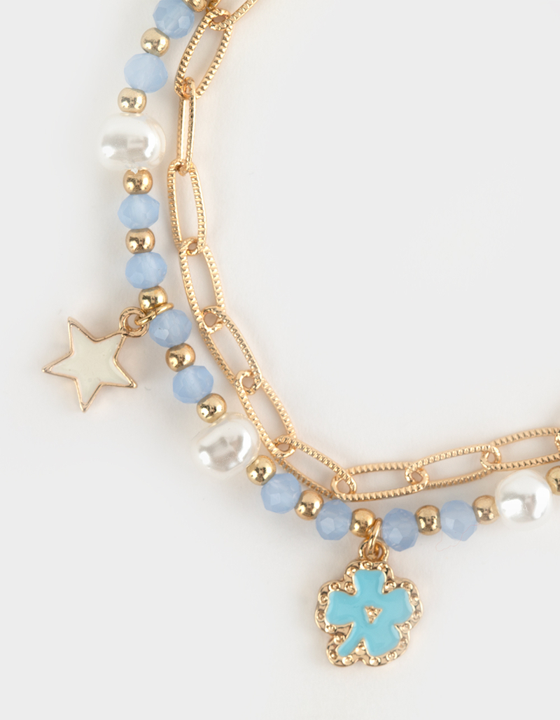 FULL TILT 2 Pack Blue Stone Charm Bracelet image number 1