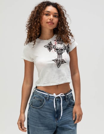 AFFLICTION Cross Womens Baby Tee Primary Image