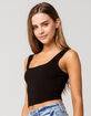 BOZZOLO Square Neck Womens Black Crop Tank Top image number 2