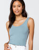 DESTINED Pointelle Rib Womens Blue Tank Top image number 1
