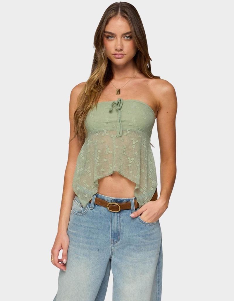 EDIKTED Embroidered Sheer Strapless Top image number 0