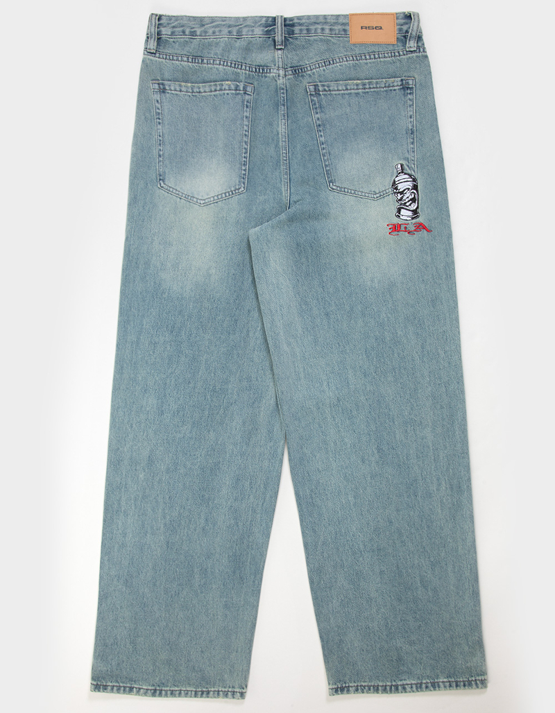 RSQ Mens Extra Baggy Embroidered Jeans image number 7