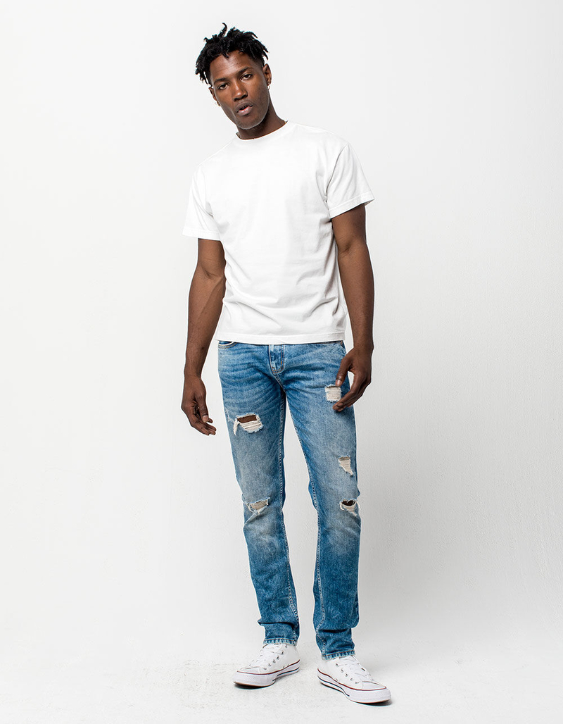 RSQ Seattle Extreme Wash Ripped Mens Skinny Tapered Jeans image number 4