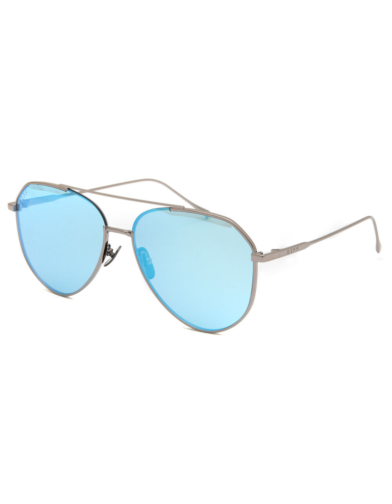 DIFF EYEWEAR Dash Aviator Light Gunmetal & Ice Blue Polarized Sunglasses image number 0