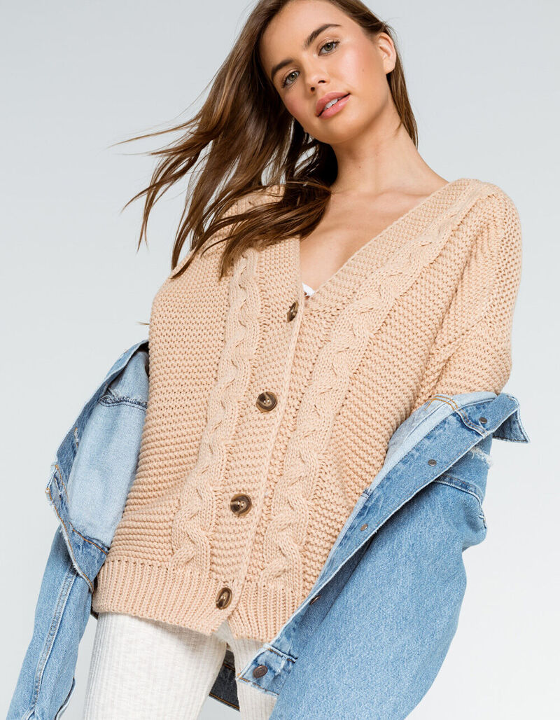 WEST OF MELROSE Not Your Boyfriends Cable Knit Womens Oversized ...
