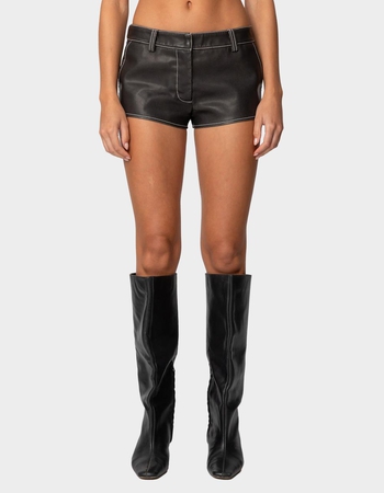 EDIKTED Blaise Faux Leather Micro Shorts Primary Image