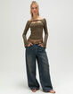 WEST OF MELROSE Womens Off The Shoulder Open Tie Front Top image number 2