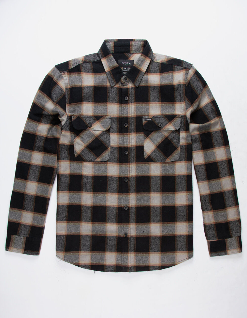 BRIXTON Bowery Black Mens Flannel Shirt image number 0