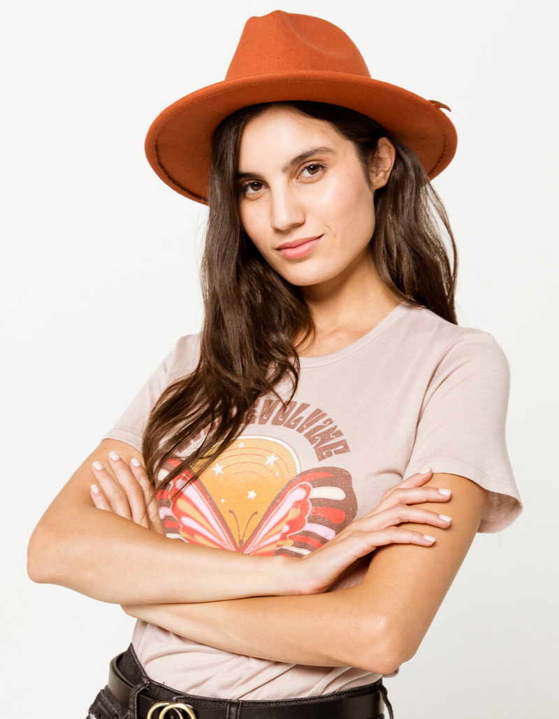 Felt Womens Rust Fedora Hat image number 2