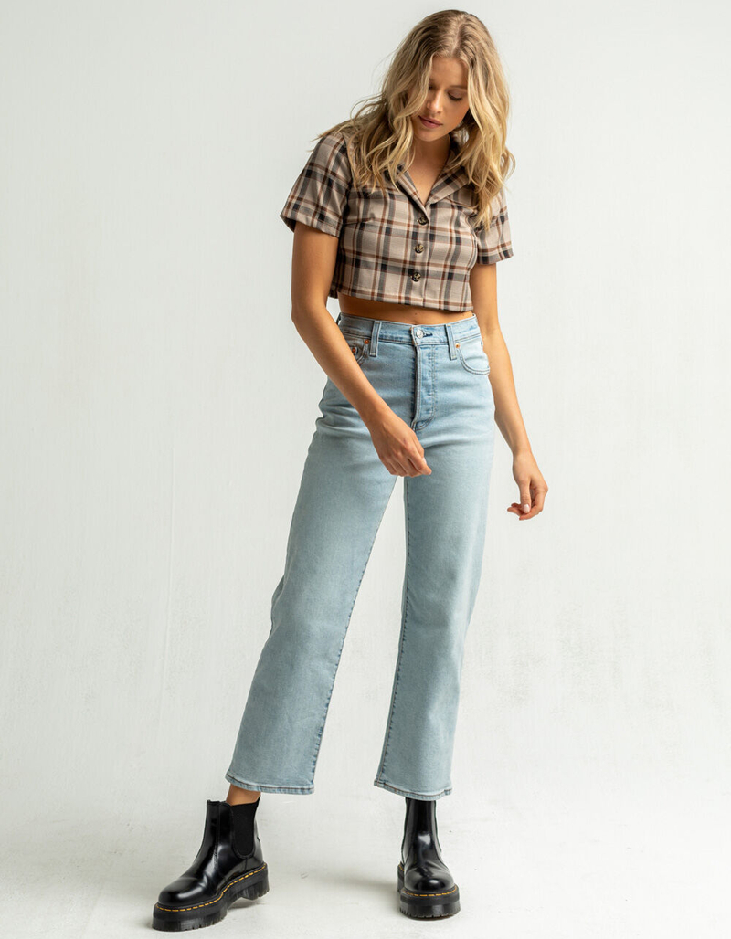 FULL TILT Plaid Womens Camp Shirt image number 3