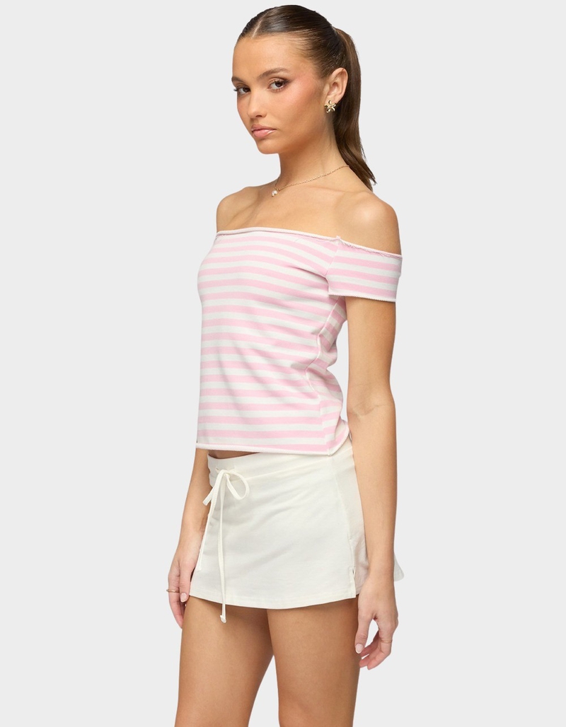EDIKTED French Terry Striped Off Shoulder Top image number 1