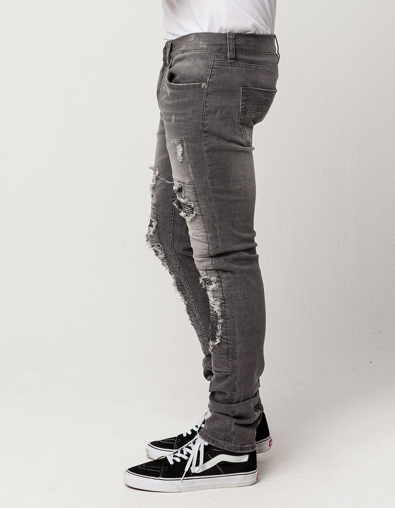 RSQ Seattle Moto Mens Skinny Tapered Ripped Jeans image number 2