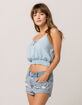 SKY AND SPARROW Lace Up Light Blue Womens Cami image number 1