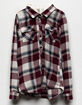 DESTINED Hooded Burgundy Girls Flannel Shirt image number 1