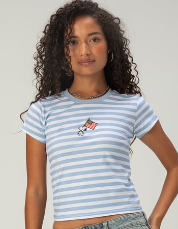 RSQ x Peanuts Womens Stripe Baby Tee Primary Image