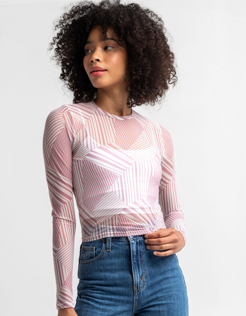 FULL TILT Geo Patchwork Womens Mesh Tee image number 0