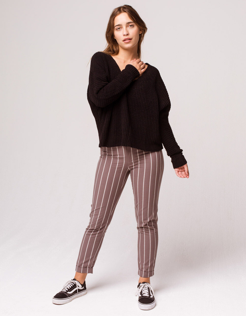 FULL TILT Essentials V-Neck Dolman Black Womens Crop Sweater image number 3