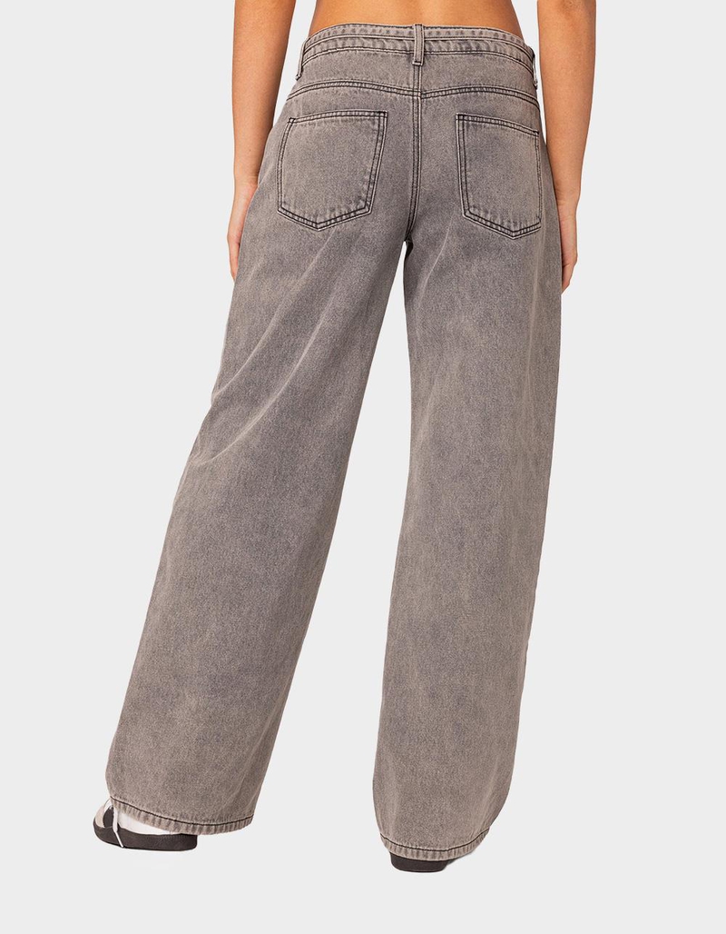 EDIKTED Tie Waist Washed Low Rise Jeans image number 3