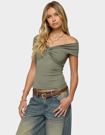 EDIKTED Twisted Front Off Shoulder Top Primary Image