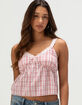 MADDEN GIRL Womens Plaid Babydoll Top image number 1