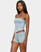 EDIKTED Zaida Asymmetric Denim Strapless Top image number 2