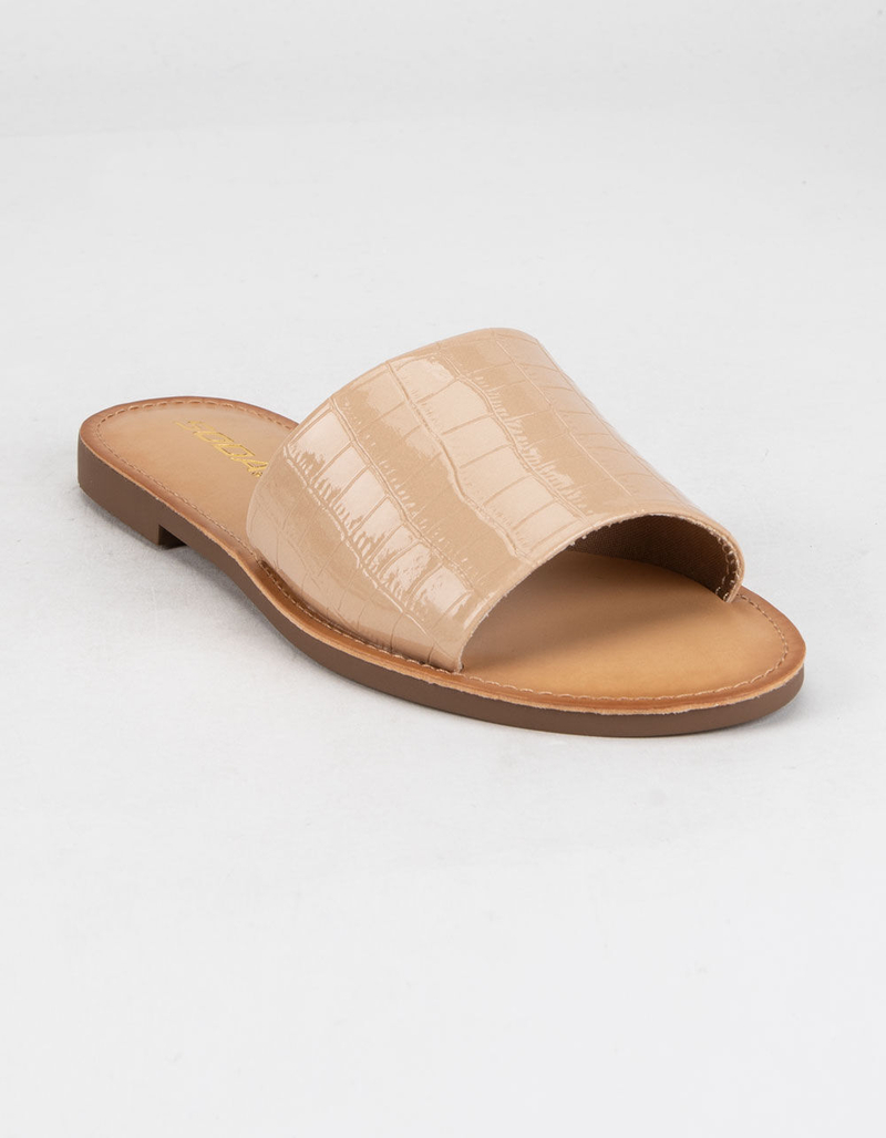 SODA Single Strap Womens Nude Crocodile Slide Sandals image number 0