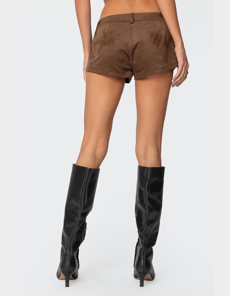 EDIKTED Studded Faux Suede Micro Shorts image number 3