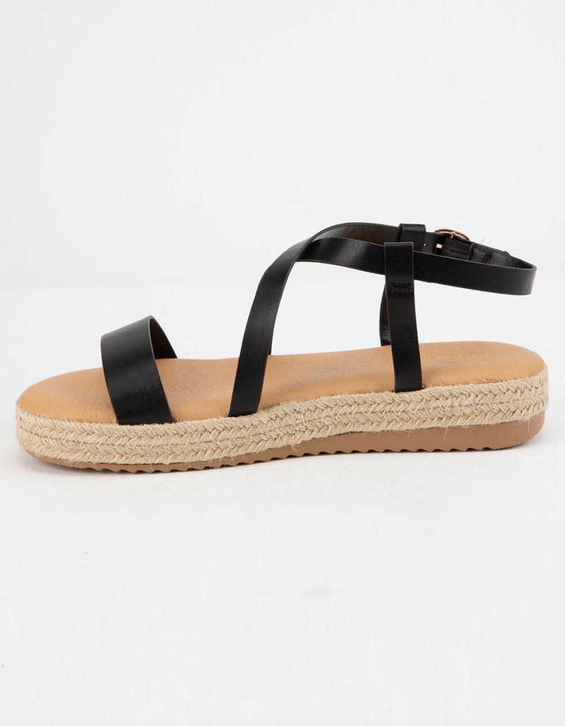 BAMBOO Strap Black Womens Espadrille Flatform Sandals image number 3