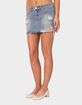 EDIKTED Ginnie Low Rise Distressed Denim Mini Skirt image number 4