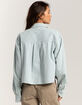 RSQ Womens Denim Stripe Crop Shirt image number 5