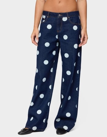EDIKTED Leyah Polka Dot Low Rise Jeans Primary Image