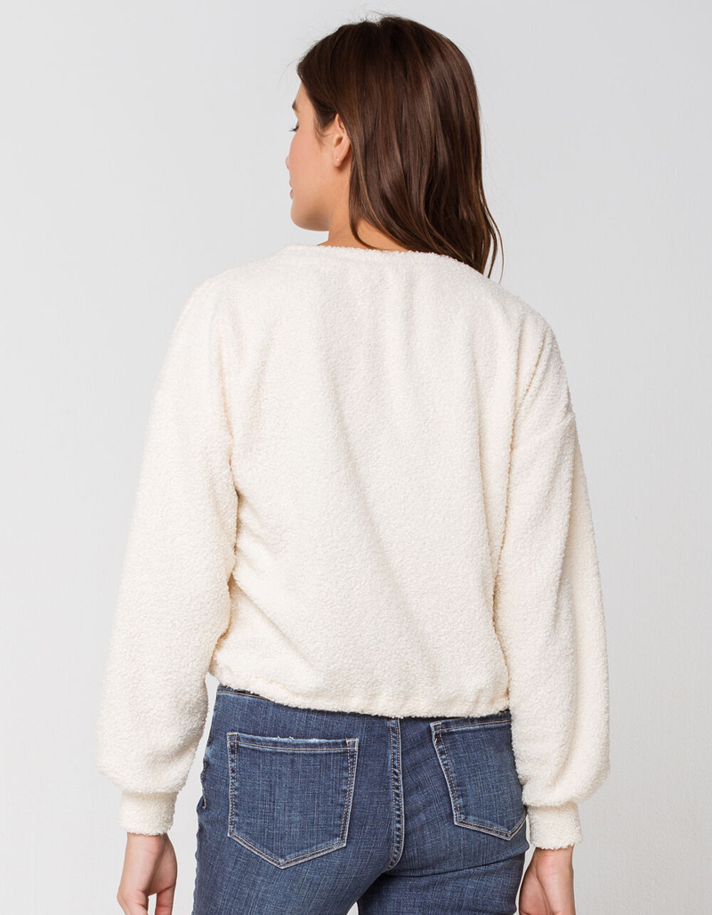 SKY AND SPARROW Woobie Cinch Tie Ivory Womens Sweater image number 2