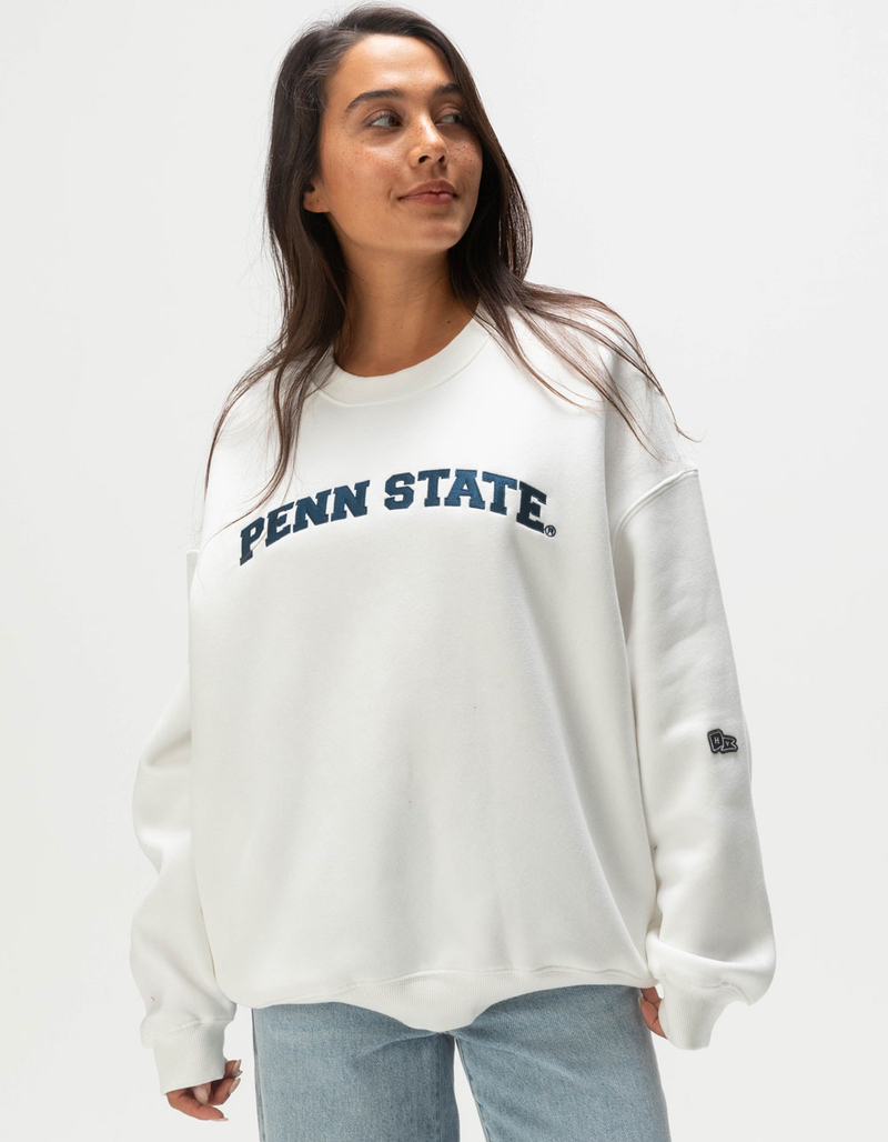 HYPE AND VICE Penn State University Womens Crewneck Sweatshirt WHITE