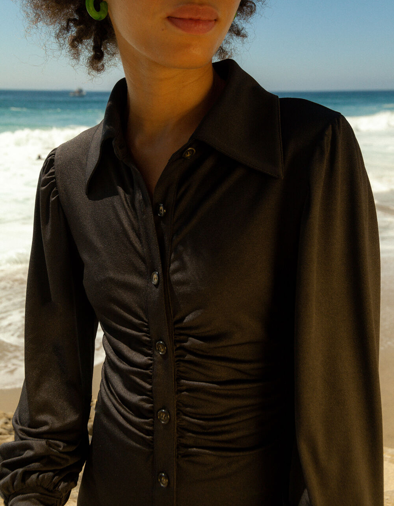 WEST OF MELROSE Cinched Button Up Mini Dress image number 5