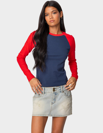 EDIKTED Tommi Raglan Long Sleeve Tee Primary Image