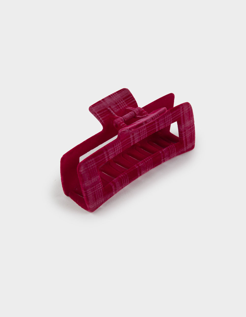 FULL TILT Oversized Plaid Velvet Claw Clip image number 1
