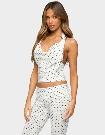 EDIKTED Eloisa Polka Dot Buckle Halter Top Alternative Image